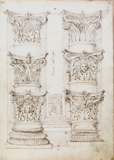 Sex versaler, en lesene och två kolumnbaser, c1512-1517 av Master of the Oxford Album