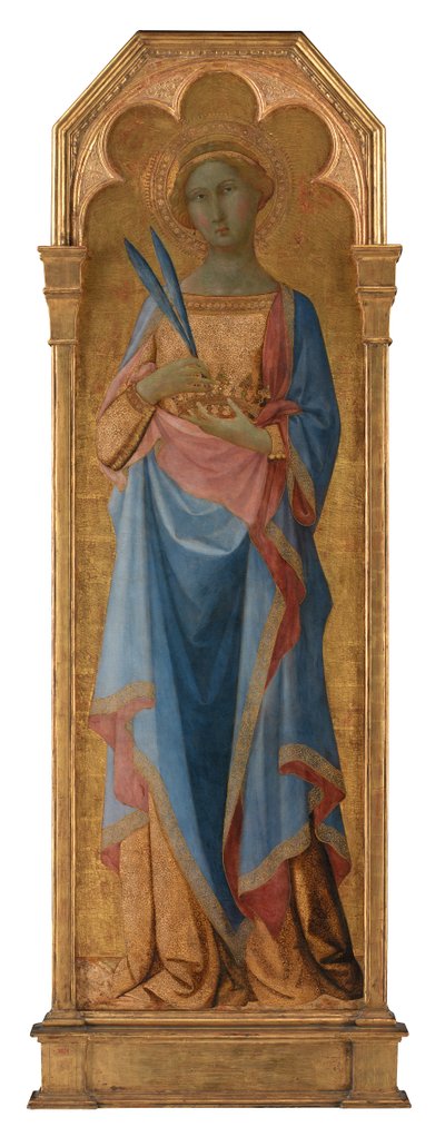 St. Corona, ca.1350 (tempera på panel, guldslipad)rnrnr 155 x 48 av Master of the Palazzo Venezia Madonna