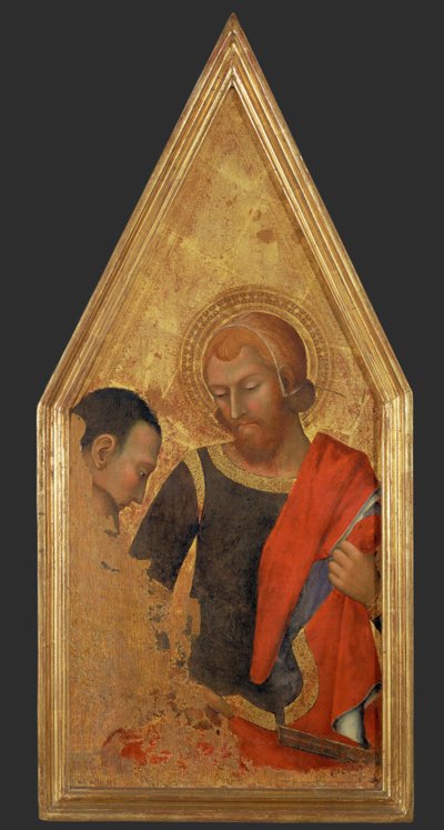 Sankt Martin av Tours delar sin rock. Baksidan av ... av Master of the Rebel Angels