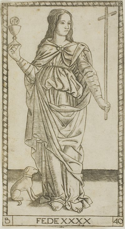 Faith, tallrik 40 från Genii and Virtues av Master of the S Series Tarocchi