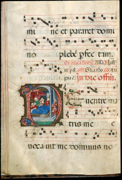 Folio från ett gradvist sent 1400-tal (bläck, tempera och bladguld på pergament) av Master of the Saluces Hours (attr. to)