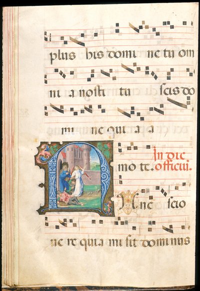 S:t Peter befriad från fängelset, f.58v från ett gradvis, sent 1400-tal (bläck, tempera & bladguld på pergament) av Master of the Saluces Hours (attr. to)