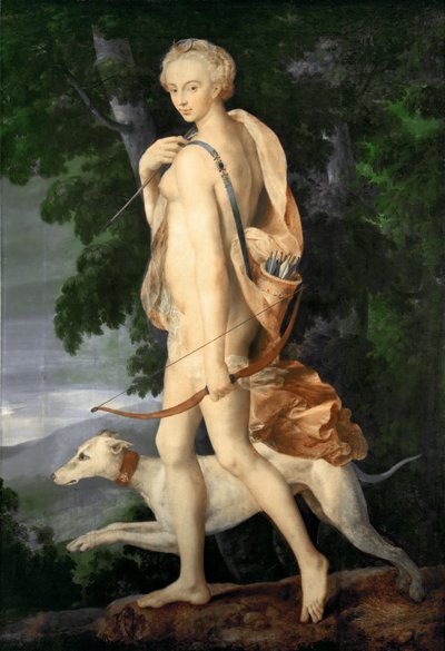 Jägaren Diana av Master of the School of Fontainebleau