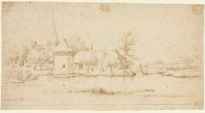 Landskap med en Moated Village, 1559-1561. av Master of the Small Landscapes