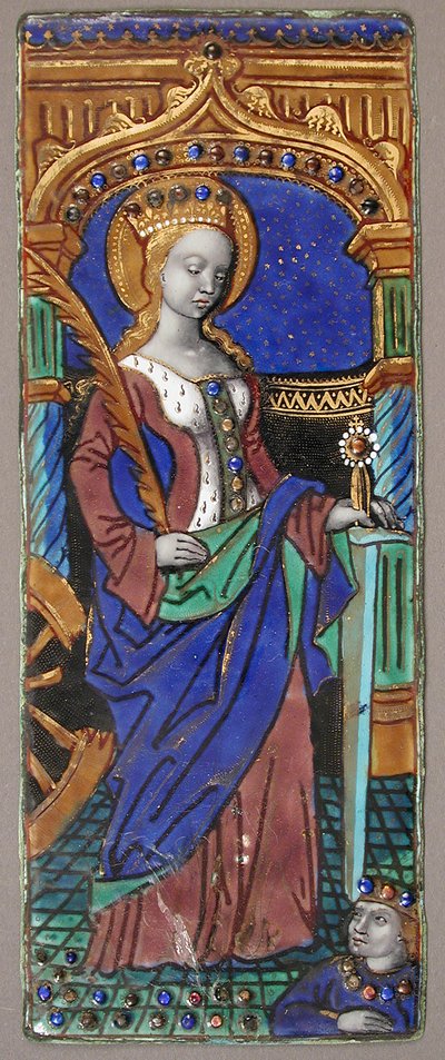 Triptykpanel med Saint Catherine, franska, 1400-1500-talet. av Master of the Triptych of Louis