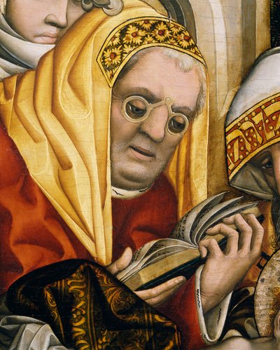 Präst med glasögon, detalj från Kristi omskärelse av Master of the Tucher Altarpiece