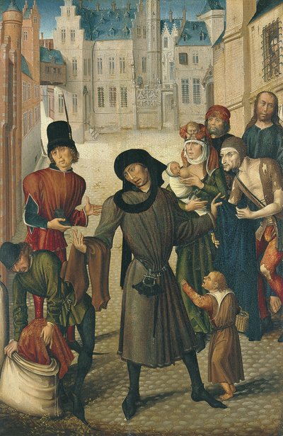 Kläder den nakna av Master of the View of St. Gudule