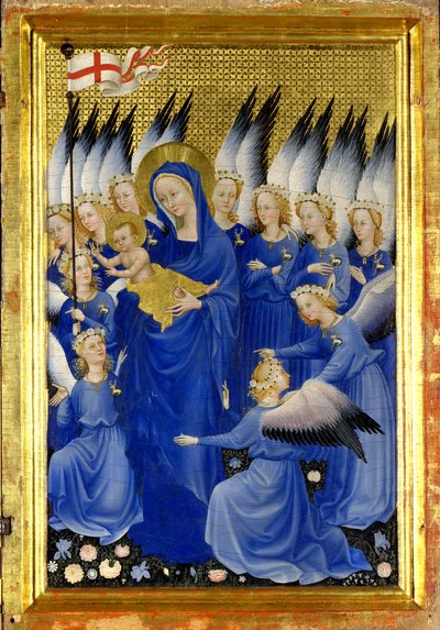 Jungfru och barn med änglar (den högra insidan av Wilton-diptyken) av Master of the Wilton Diptych