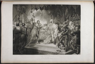 Kung Richard den andre. Akt IV. Scen I. King Richard, Bolingbroke, York, Aumerle, etc. Vid parlamentshuset, ca 1803 (gravyr) av Mather Brown