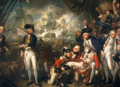 Lord Howe på däck på "Queen Charlotte av Mather Brown