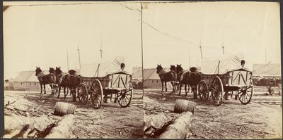 En armévagn på väg till försörjningsdepån i City Point för att hämta förnödenheter av Mathew B. Brady