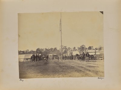 Fort Brady 1:a Connecticut Artillery. Bygga vinterkvarter av Mathew B. Brady