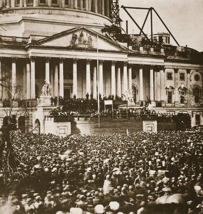 Invigning av president Lincoln, 4 mars 1861 (fotogravyr) av Mathew B. Brady