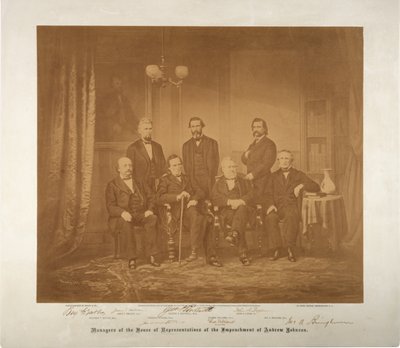 Chefer för riksdagens representanthus, 1868 (sepiafoto) av Mathew B. Brady