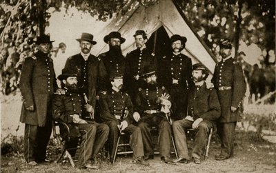 General Jefferson C. Davis och stab av Mathew and studio Brady