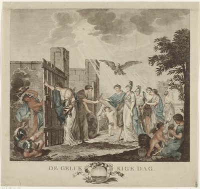 Allegori om stadhållaren William Vs återhämtning, 1787 The Happy Day (titel på objekt) av Mathias de Sallieth