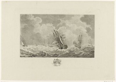 Holländsk flotta i stormen, 1784 av Mathias de Sallieth