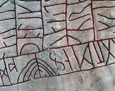 Detail of the runic stone at Rök, Östergötland, Sweden. av Mats Alm
