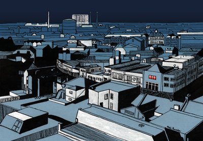 Mystery Power Cut, 2016 (akryl, tusch, digital) av Matt Bannister