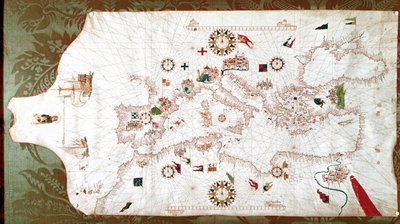 Karta över Medelhavet (portolan av Matteo Prunes