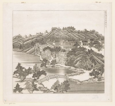 Vy över en del av det kejserliga sommarpalatset i Chengde (Jehol) i Kina av Matteo Ripa