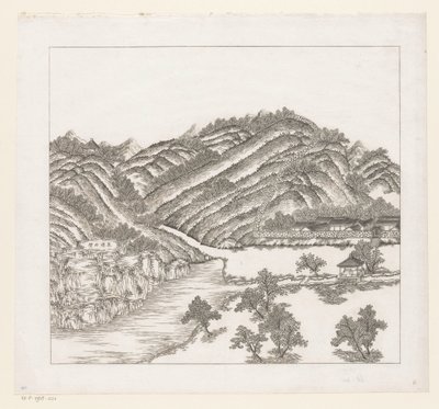 Vy över en del av det kejserliga sommarpalatset i Chengde (Jehol) i Kina av Matteo Ripa
