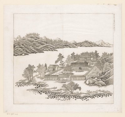 Vy över en del av det kejserliga sommarpalatset i Chengde (Jehol) i Kina av Matteo Ripa