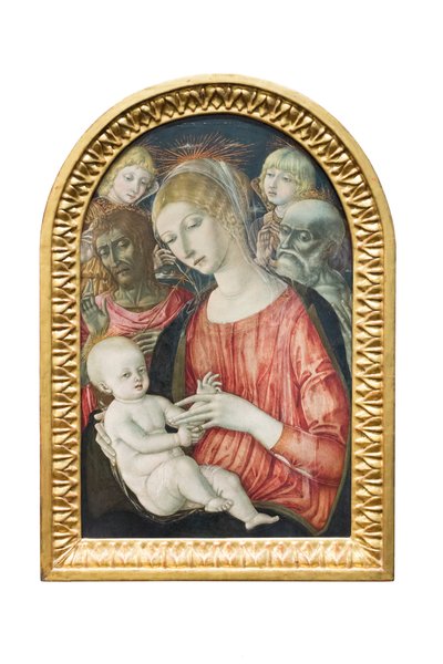 Madonna och barn med änglar, Johannes Döparen och St Hieronymus av Matteo di (c.1430 95) Giovanni