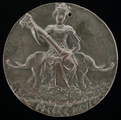 Fortitude Holding a Broken Column [omvänd], 1446. av Matteo di Andrea de Pasti
