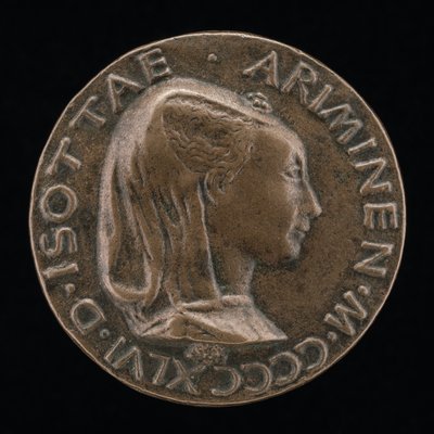 Isotta degli Atti, 14321433-1474, älskarinna 1446, sedan hustru efter 1453, till Sigismondo Malatesta [obv av Matteo di Andrea de Pasti
