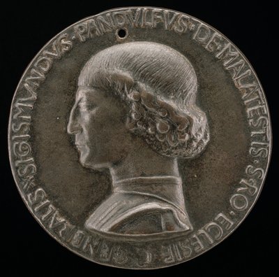 Sigismondo Pandolfo Malatesta, 1417-1468, herre över Rimini och Fano [framsidan], 1446. av Matteo di Andrea de Pasti