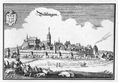 Böblingen - utdrag ur Topographia Sueviae (Swabia) av Matthaus Merian
