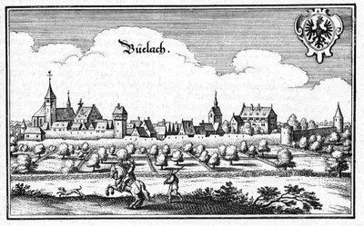 Büelach - utdrag ur Topographia Sueviae (Schwaben) av Matthaus Merian