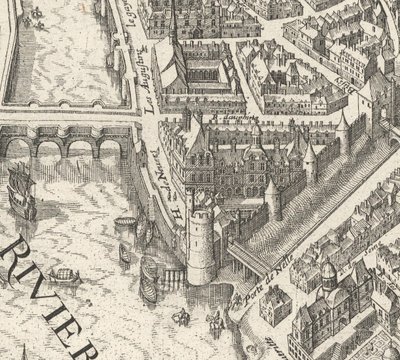 Hôtel de Nevers på Merians plan över Paris från 1615 - David Rumsey av Matthaus Merian