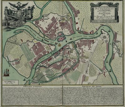Karta över Petersburg, 1744 av Matthaeus Seutter