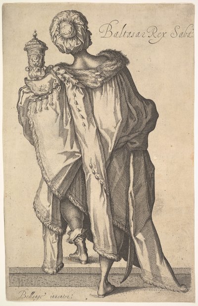 Balthasar, efter figur i The Adoration of the Magi av Jacques Bellange, ca. 1610-50. av Matthaus Merian