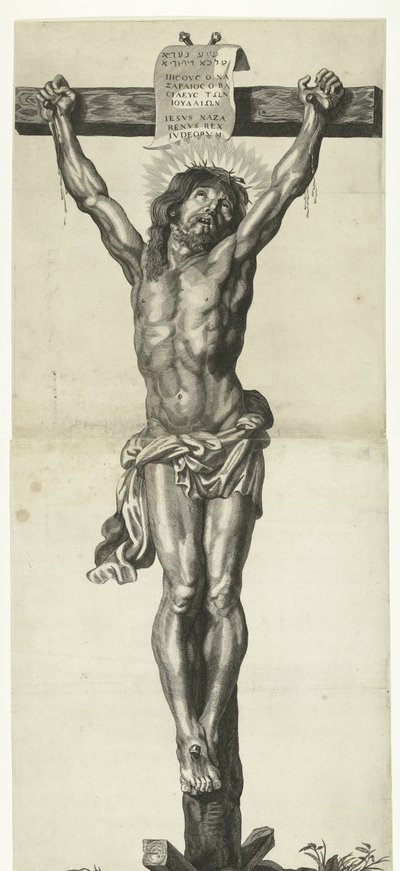 Kristus på korset Serie av Ecce Homo, Kristus korsfäste, Jungfru Maria och Johannes evangelisten av Mattheus Borrekens