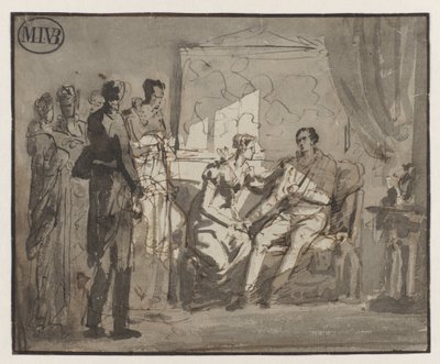 Drottning Wilhelmina besöker den sårade prinsen av Orange, efter slaget vid Waterloo, i Bryssel av Mattheus Ignatius van Bree