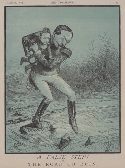 Ett falskt steg! eller, The Road to Ruin (färg litho) av Matthew