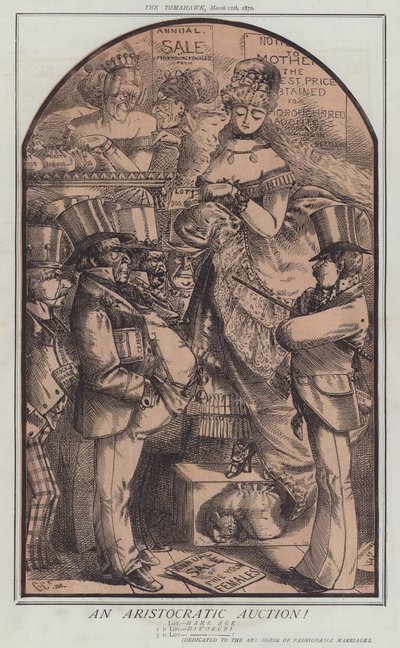 En aristokratisk auktion! (färg litho) av Matthew