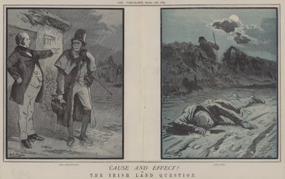 Orsak och verkan! eller, The Irish Land Question (färg litho) av Matthew
