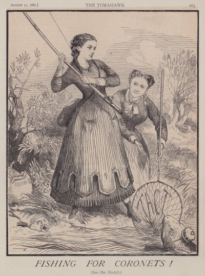 Fiske efter kransar! (färg litho) av Matthew