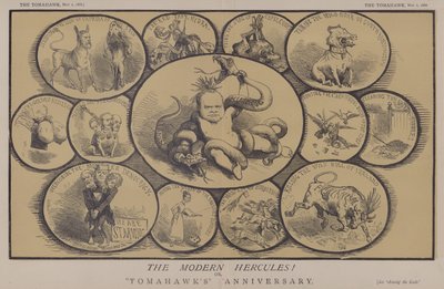 Den moderna Hercules! eller, Tomahawks årsdag (färg litho) av Matthew
