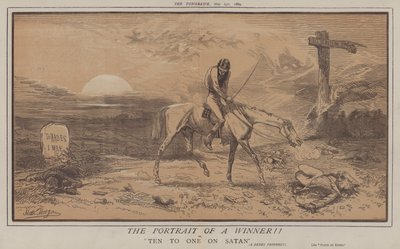 Porträttet av en vinnare!! eller, Tio mot En om Satan (färg litho) av Matthew