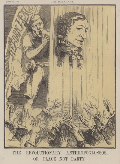 The Revolutionary Anthropoglossos; eller Place Not Party! (färg litho) av Matthew