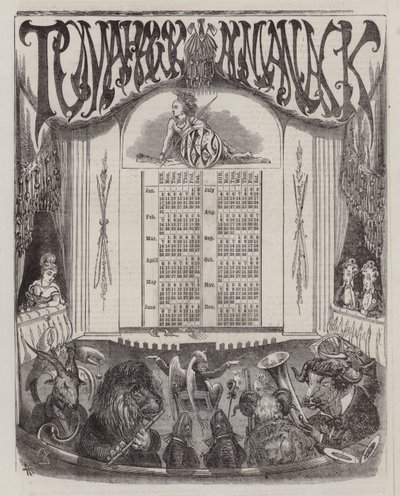 Tomahawk almanacka för 1869 (litho i färg) av Matthew