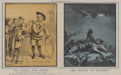För stark för dem! Ekonomins vargar! (färg litho) av Matthew
