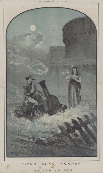 Vem går där? eller, vän eller fiende (färg litho) av Matthew