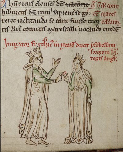 Fredrik II och Isabella av England Från Historia Anglorum, Chronica majora av Matthew Paris