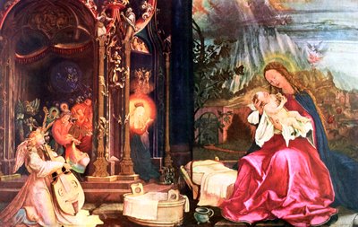"Antoninernas födelse i Isenheim", c1490-1528 av Matthias Gruenewald